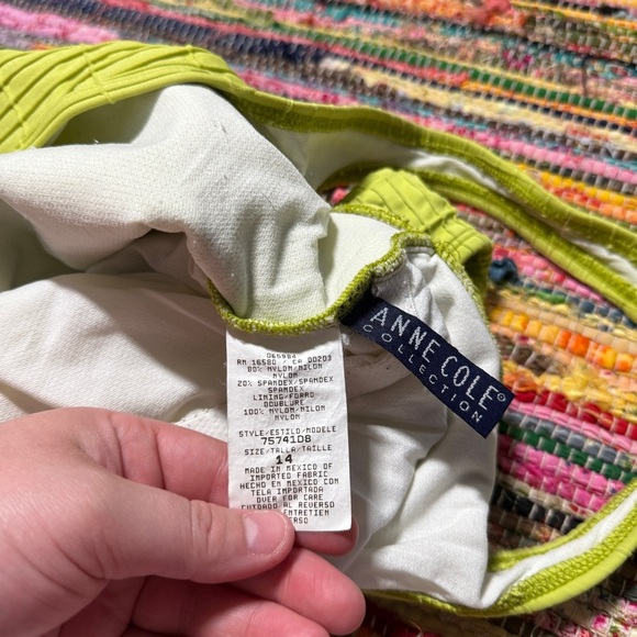 Vintage Anne Cole Neon Yellow One-Piece Swimsuit – Size 14 - Picture 3 of 5